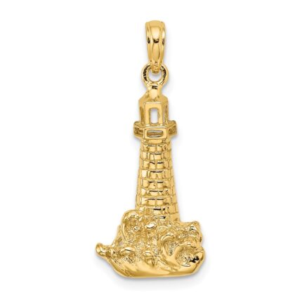 14K Lighthouse with Wave Charm