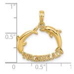 14K Polished NAGS HEAD with Jumping Dolphins Charm - Image 3