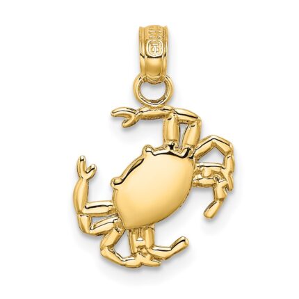 14K Small Polished Crab Charm