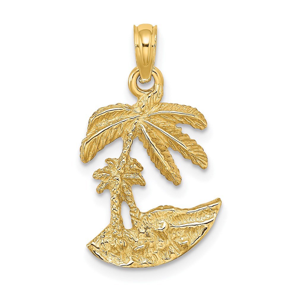 K7479.jpg 14K 2-D Palm Trees On Island Charm - Image 1