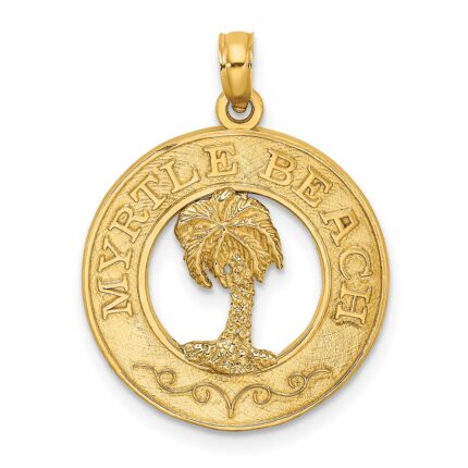 14K MYRTLE BEACH with Palm Tree Circle Charm