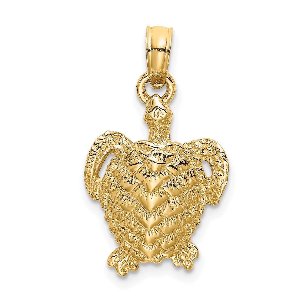 K7645.jpg 14K Textured Sea Turtle Charm - Image 1