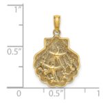 14K Reversible Starfish and Coral in Shell Charm - Image 3