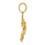 14K 2-D Polished and Textured Double Dolphins Charm - Image 2