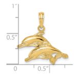 14K Polished and Textured Two Dolphins Charm - Image 3