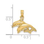 14K 2-D Polished Double Dolphins Jumping Left Charm - Image 3