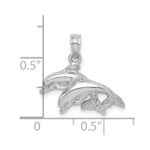 14K White Gold Polished Double Dolphins Jumping Left Charm - Image 3
