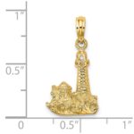 14K 2-D Lighthouse with Waves and Buildings Charm - Image 3