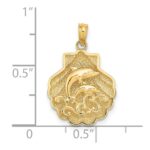 14K Reversible Dolphins and Waves in Shell Charm - Image 3