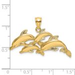 14K Polished Four Dolphins Swimming Charm - Image 3