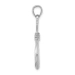 14K White Gold 3-D Large Fish Hook with Rope Charm - Image 2
