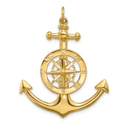 14K Large Anchor with Nautical Compass Charm