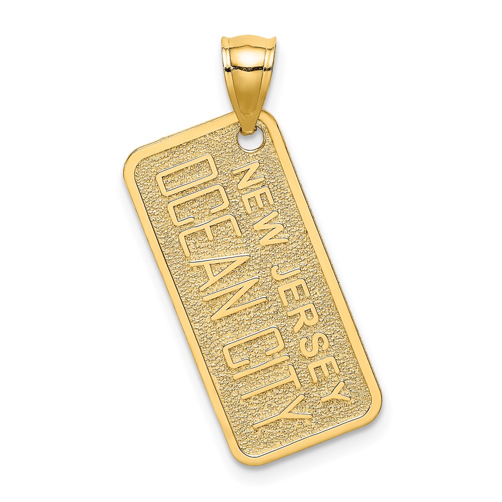 K7922.jpg 14K Textured NEW JERSEY OCEAN CITY License Plate Charm - Image 1