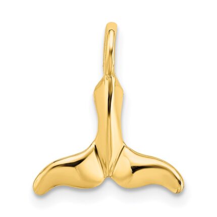 14K Polished Mini Whale Tail Charm