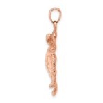 14K Rose Gold Large Textured Swimming Sea Turtle Charm - Image 2