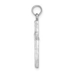 14K White Gold Diamond-cut with Tapered Ends Cross Charm - Image 2