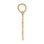 14K Polished and Engraved Mini Cross with Flower Charm - Image 2