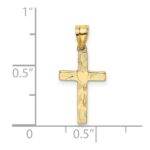 14K Polished and Textured Cross with Heart Center Charm - Image 3