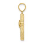 14K Polished Double Hearts On Stick Cross Charm - Image 2