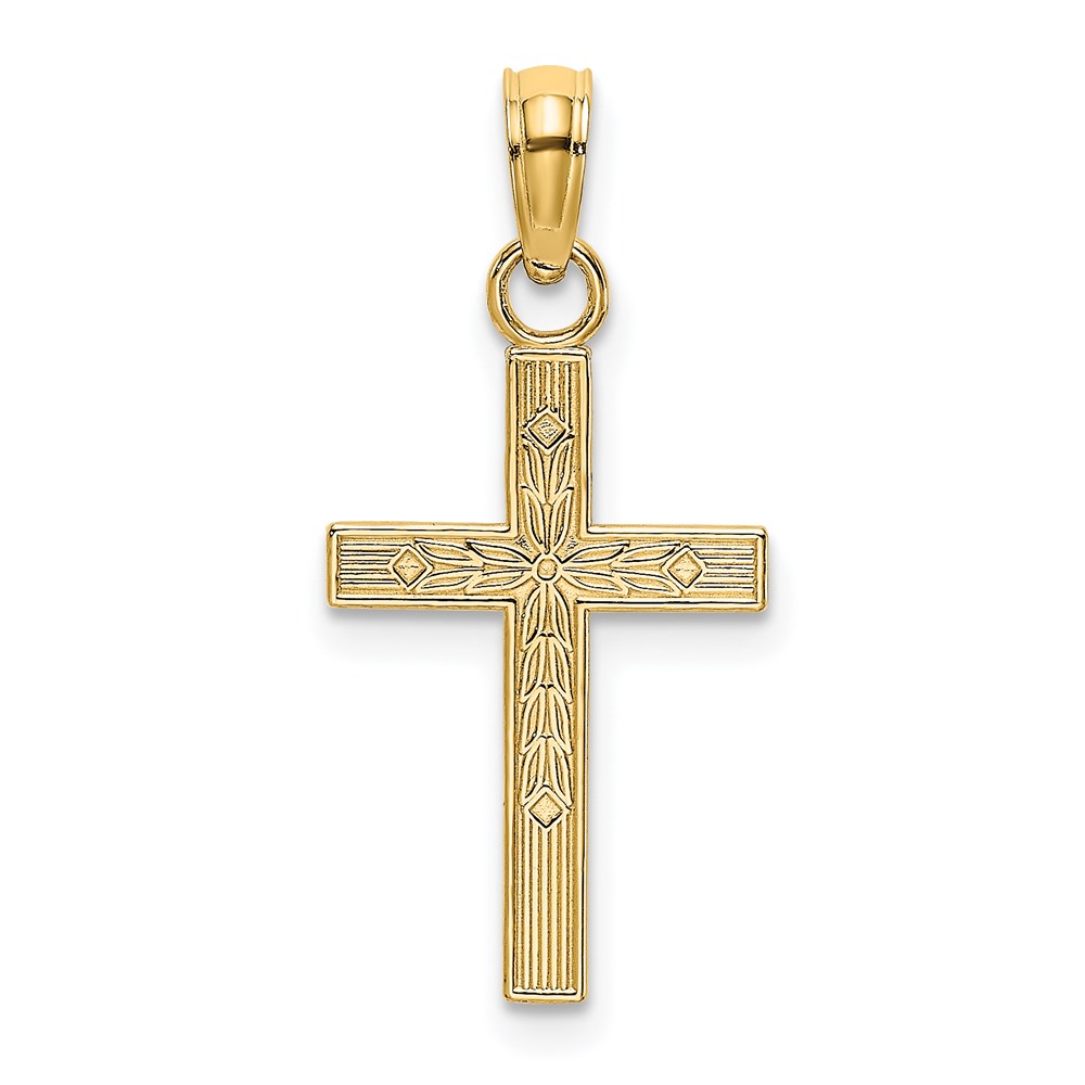 K8401.jpg 14K Textured Center Block Cross Charm - Image 1