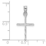 14K White Gold Diamond-cut and Polished Cross Charm - Image 3