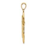 14K Polished and Textured Cross Charm - Image 2