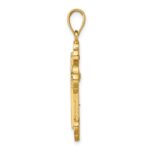 14K Textured Budded Cross Charm - Image 2
