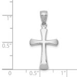 14K White Gold Polished Beveled Cross with Round Tips Charm - Image 4