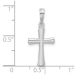 14K White Gold Polished Beveled Cross with Round Tips Charm - Image 4