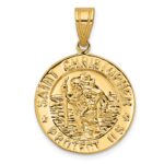 14K Polished Saint Christopher Medal Round Charm