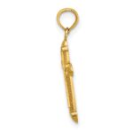 14K Polished Scroll Design Cross Charm - Image 2