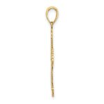 14K Diamond-cut Cut-Out Stripes Cross with Heart Charm - Image 2