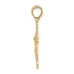 14K Textured Scalloped Edge Crucifix Charm - Image 2