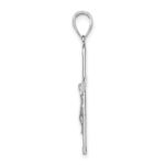 14K White Gold Polished and Textured Crucifix Charm - Image 2
