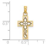 14K Cut-out Flower In Cross Charm - Image 3