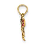 14K Small Enameled Blue and Red Butterfly Charm - Image 2