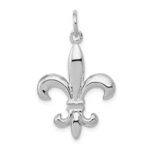 14k White Gold Solid Polished 3-D Fleur de Lis Charm
