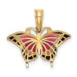 14K Small Enameled Pink Butterfly Charm - Image 4