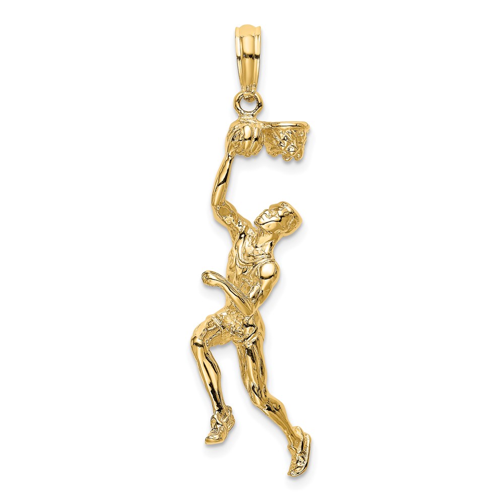 K8743.jpg 14K 3-D Basketball Player with Ball and Partial Hoop Charm - Image 1