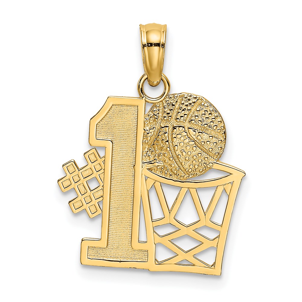 K8775.jpg 14K #1 Basketball with Hoop Charm - Image 1