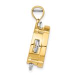 14K Two-tone 3-D Tambourine with Moveable Jingles Mother of Pearl Charm - Image 2