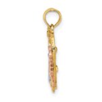 14k Yellow and Rose Gold with White Rhodium LOVE with Doves Heart Charm - Image 2