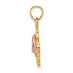 14k Two-tone with White Rhodium Double Dolphins In Frame Charm - Image 2