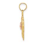 14k Yellow and Rose Gold Flower In Heart Basket Charm - Image 2