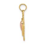 14k Two-tone with White Rhodium Textured Hearts Charm - Image 2