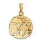 14K with White Rhodium Polished Sand Dollar Charm - Image 4