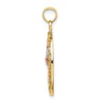 14k Two-tone with White Rhodium Mother and Baby In Oval Frame Charm - Image 2