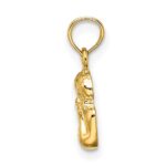 14K Angel Resting On Elbow with White Rhodium Wing Charm - Image 2