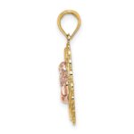 14K Two-tone with White Rhodium Cut-out Angel on Round Scalloped Frame Charm - Image 2
