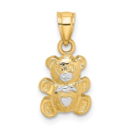 14k and White Rhodium Teddy Bear Charm